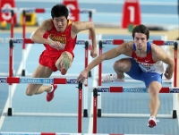 World Indoor Championships 2012 (Istanbul, Turkey). Heats at  60 Metres Hurdles. Evgeniy Borisov and Dongpeng Shi (CHN)