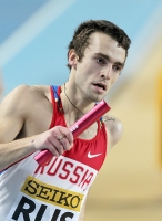 World Indoor Championships 2012 (Istanbul, Turkey). Heats at 4x400 Metres Relay. Russian team. Semyen Golubev