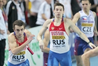 World Indoor Championships 2012 (Istanbul, Turkey). Heats at 4x400 Metres Relay. Russian team. Valentin Kruglyakov and Semyen Golubev