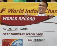 World Indoor Championships 2012 (Istanbul, Turkey). Heptathlon Champion. Ashton Eaton (USA). WR