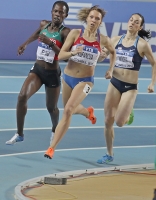 World Indoor Championships 2012 (Istanbul, Turkey). Final at 800m. Yelena Kofanova, Pamela Jelimo (KEN), Erica Moore (USA)