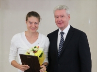 Yelena Sokolova. With Sergey Sobyanin