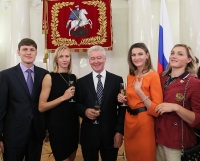 Svetlana Shkolina. With the mayor of Moscow Sergey Semenovich Sobyanin, Anna Chicherova, Ivan Ukhov, Yevgeniya Kolodko