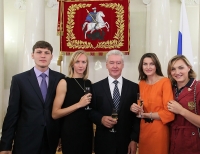 Svetlana Shkolina. With the mayor of Moscow Sergey Semenovich Sobyanin, Anna Chicherova, Ivan Ukhov, Yevgeniya Kolodko
