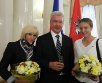 Yelena Sokolova. With Sergey Sobyanin and Antonina Krivoshapka