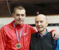Valentin Smirnov. Russian Indoor Champion 2013. With coach V. Shibayev