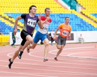 Russian Championships 2014, Kazan. Day 3. 200 Metres. Semi-Final. Konstantin Petryasov ( 215), Dmitriy Falyev ( 415), Nikolay Bereznikov ( 380)