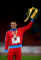 European Athletics Championships 2014 /Zurich, SUI. Awards ceremony of winners and prize-winners. Decathlon Bronze Medallist is Ilya Shkurenyev, RUS