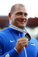 European Athletics Championships 2014 /Zurich, SUI. Awards ceremony of winners and prize-winners. Discus Throw Silver Gerd KANTER, EST