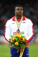 European Athletics Championships 2014 /Zurich, SUI. Awards ceremony of winners and prize-winners. 100 m Bronze - Harry AIKINES-ARYEETEY, GBR