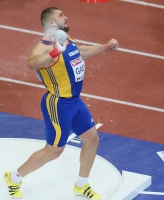 Prague 2015 European Athletics Indoor Championships. Shot Put Men Qualifying Rounds. Andrei GAG, Romania