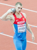 Prague 2015 European Athletics Indoor Championships. Heptathlon Men Shot Put. Artem LUKYANENKO, RUS