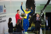 Prague 2015 European Athletics Indoor Championships. Long Jump Winner. Long Jump Champion Michel TORNÉUS, SWE, Silver Medallist is Radek JUŠKA, CZE. Bronze Andreas OTTERLING