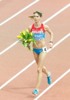 Prague 2015 European Athletics Indoor Championships. 3000m Women Champion Yelena KOROBKINA, RUS