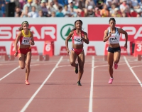 6th European Athletics Team Championships 2015. 100 m. Cristina Lara, ESP, Ezinne Okparaebo, NOR, Jennifer Galais, FRA